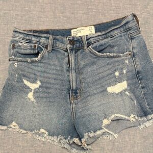 Demon Destressed High-Rise Women’s Shorts - Light Blue